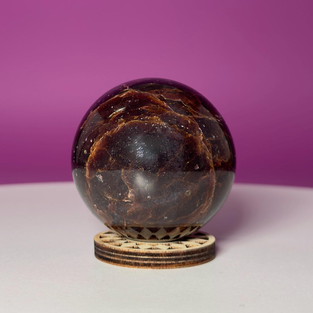 Star Aragonite Sphere | Crystal Sphere with Wood Stand | 217g