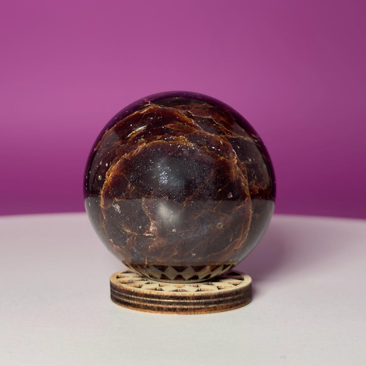 Star Aragonite Sphere | Crystal Sphere with Wood Stand | 217g
