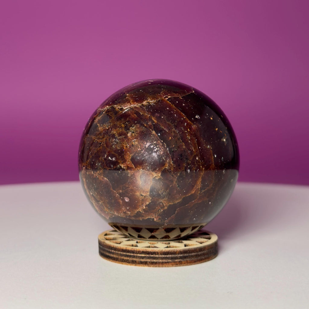 Star Aragonite Sphere | Crystal Sphere with Wood Stand | 217g