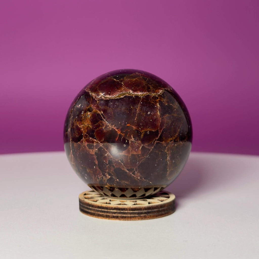 Star Aragonite Sphere | Crystal Sphere with Wood Stand | 217g