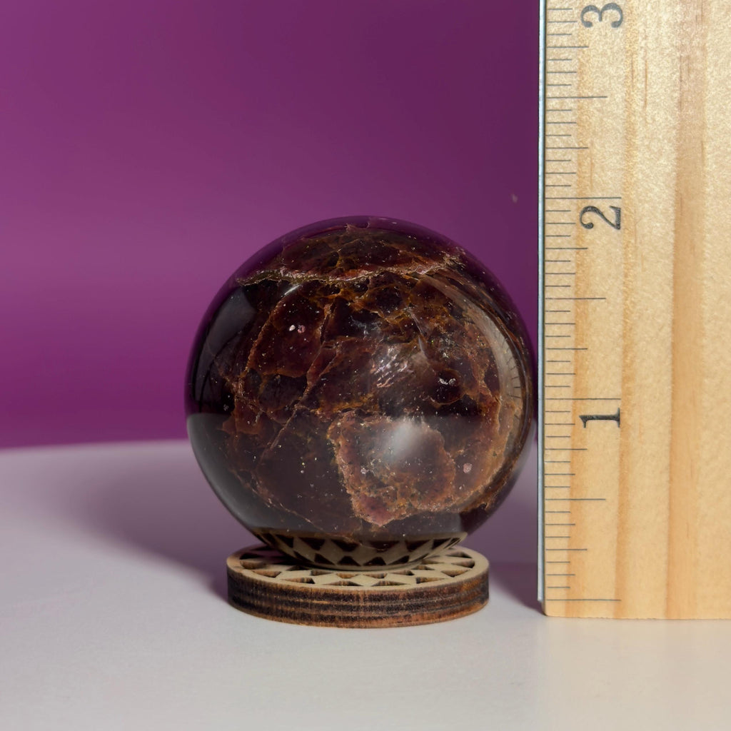 Star Aragonite Sphere | Crystal Sphere with Wood Stand | 217g