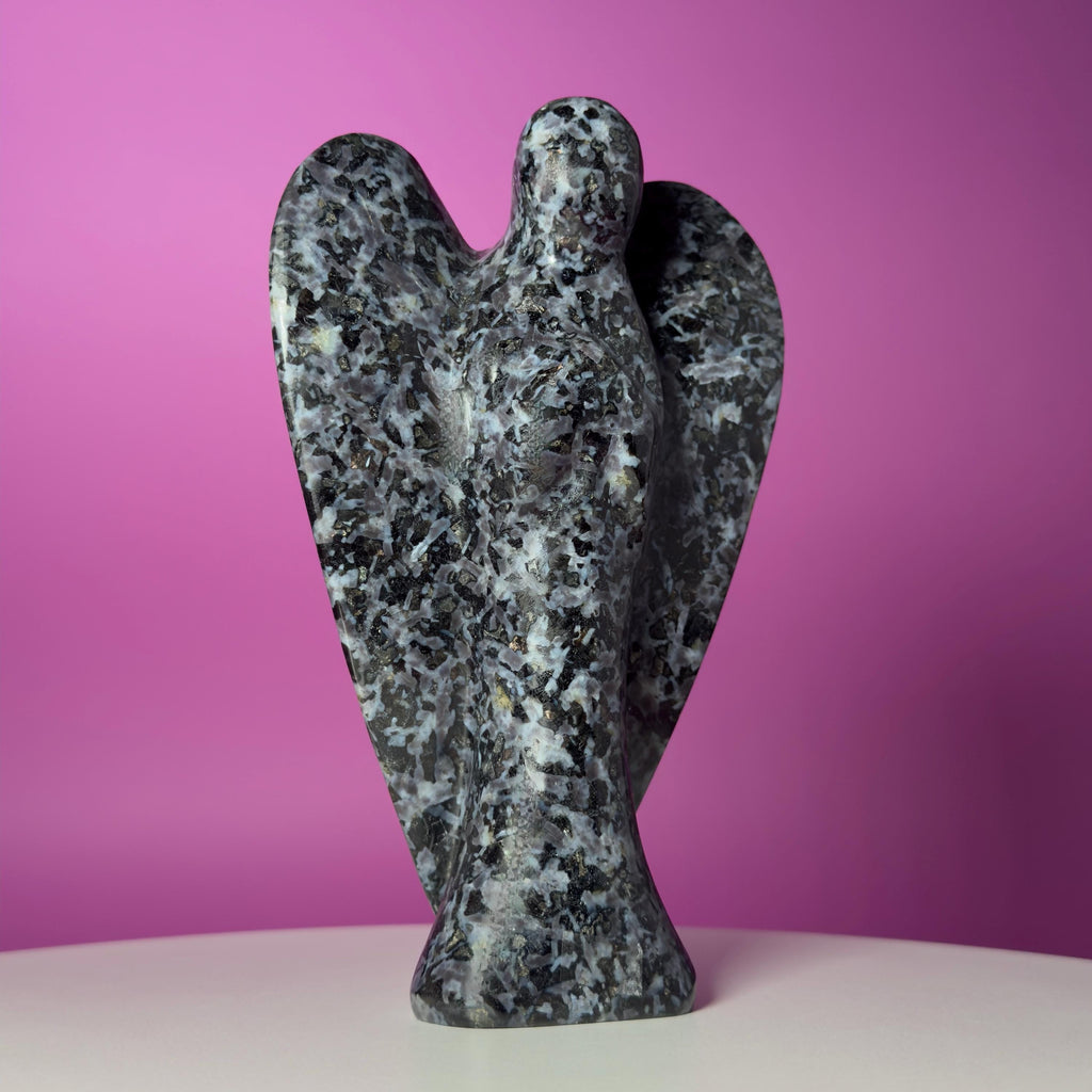 Indigo Gabbro Angel – Large 7 Inch Crystal Carving