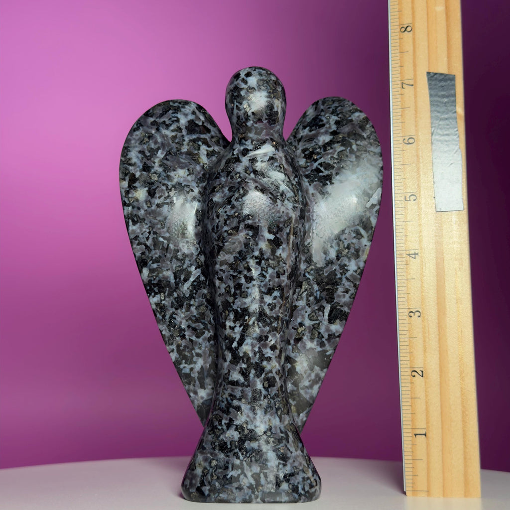 Indigo Gabbro Angel – Large 7 Inch Crystal Carving