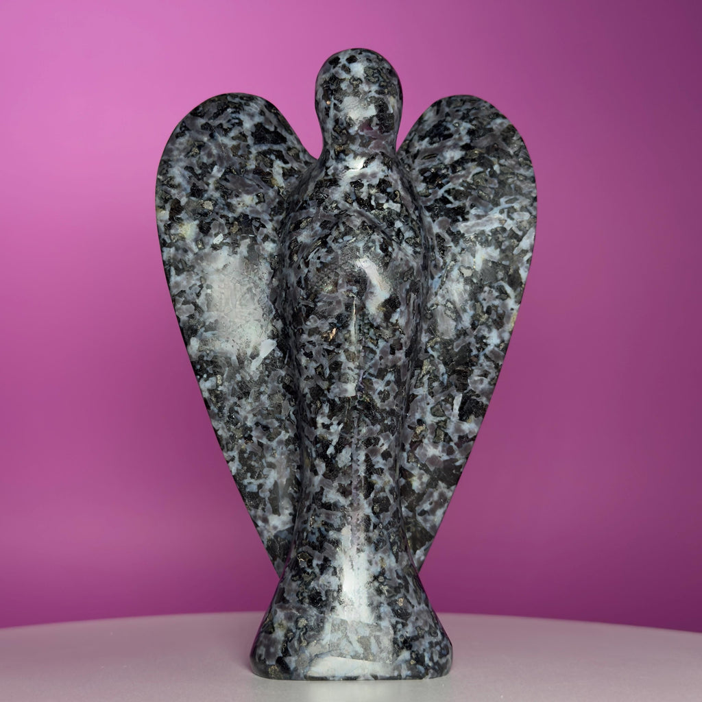 Indigo Gabbro Angel – Large 7 Inch Crystal Carving