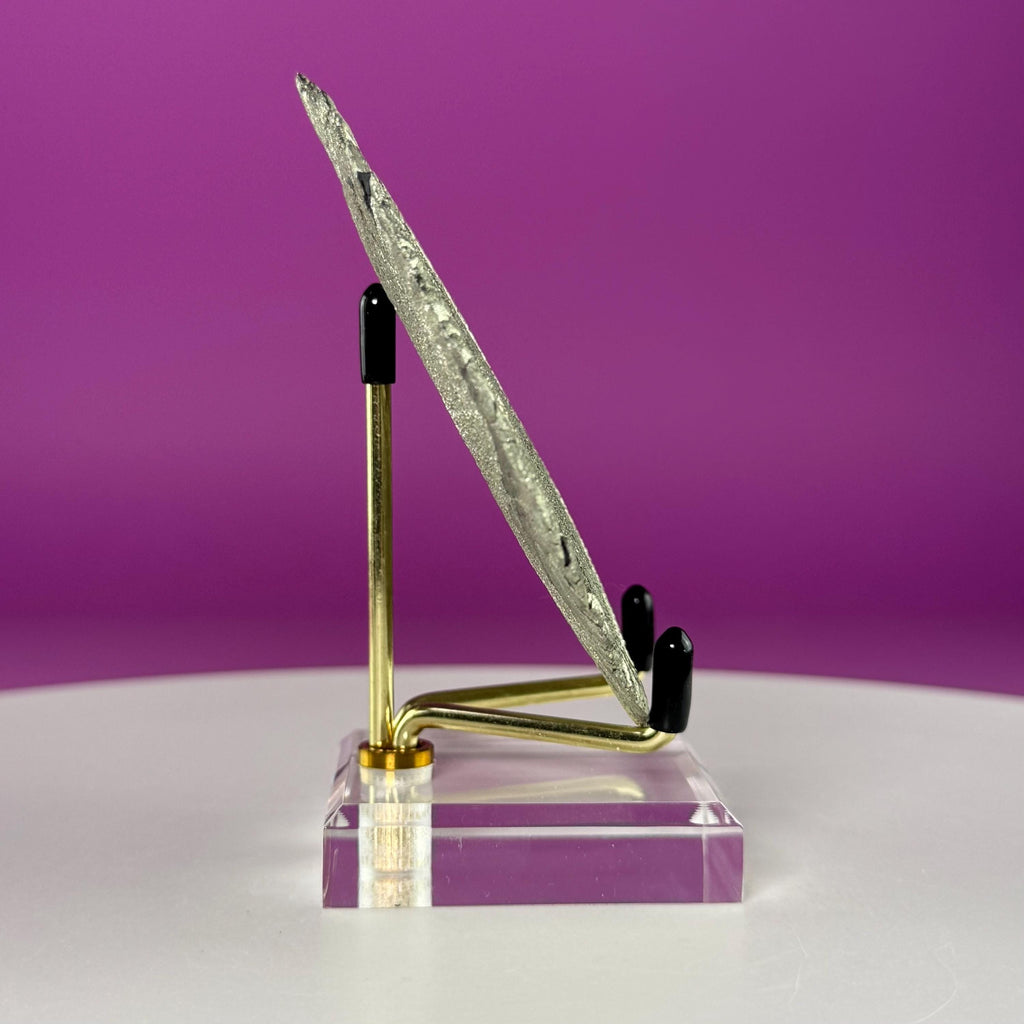 Pyrite Sun Specimen with Gold Metal & Acrylic Stand