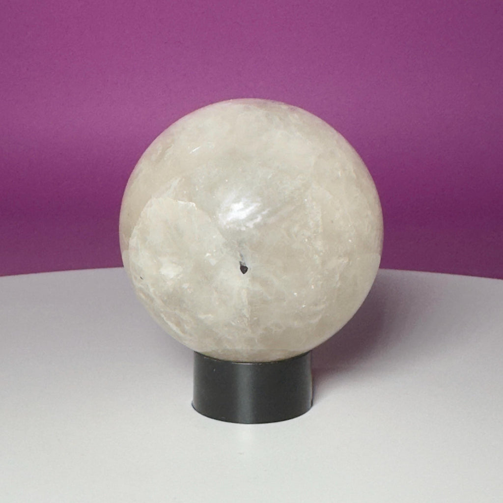 Tourmalinated Quartz Sphere on Black Acrylic Stand