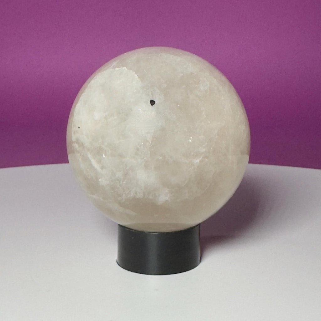 Tourmalinated Quartz Sphere on Black Acrylic Stand