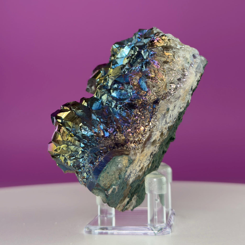 Aura Quartz Cluster | Rainbow Crystal Specimen | Acrylic Display | 474g