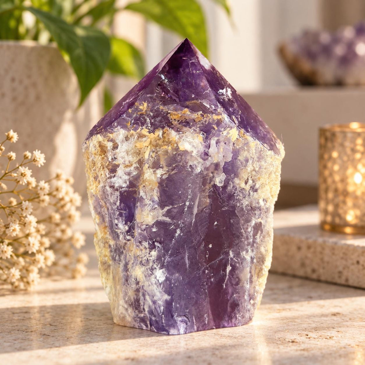 Bolivian Amethyst Top Polished Point – Natural Purple Crystal