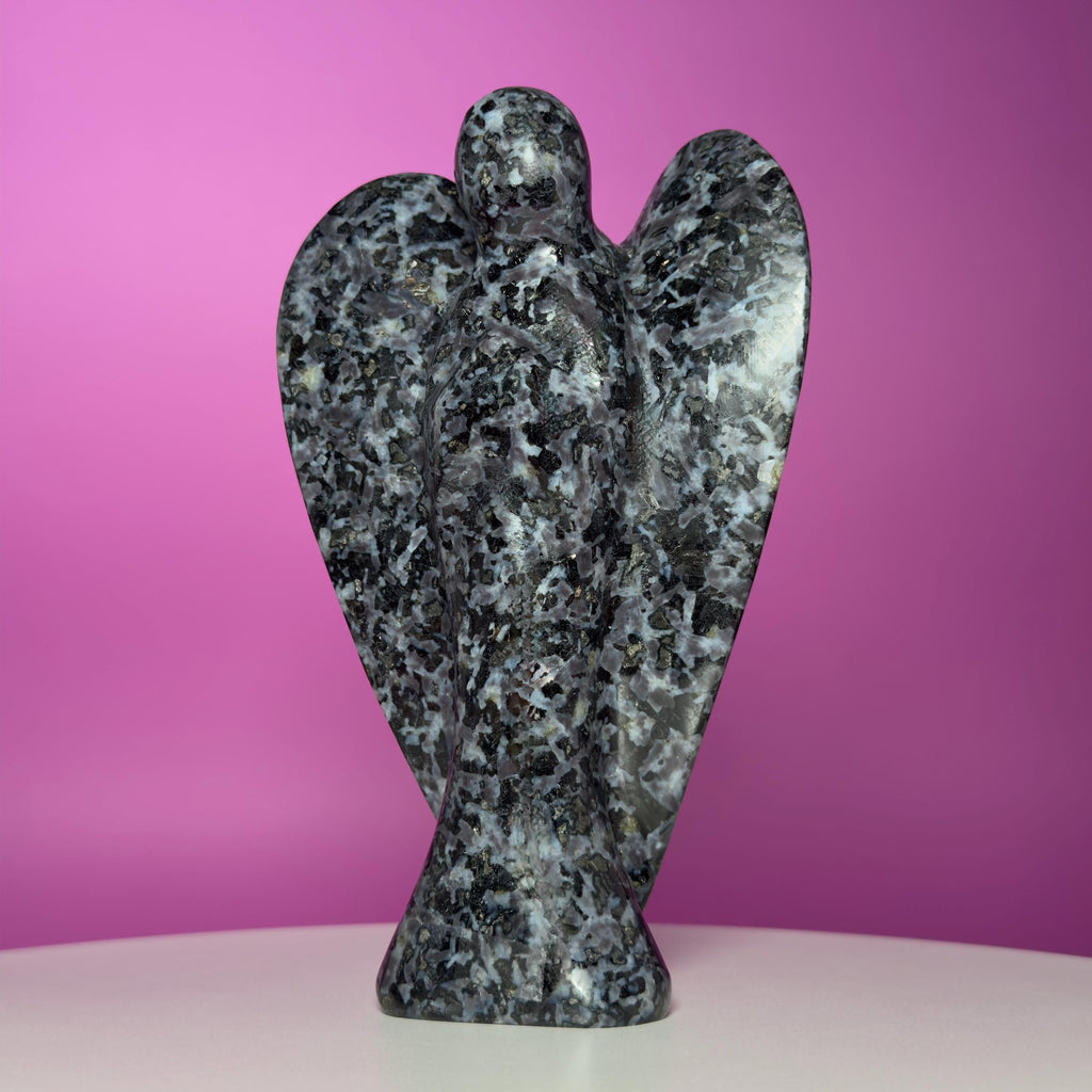 Indigo Gabbro Angel – Large 7 Inch Crystal Carving