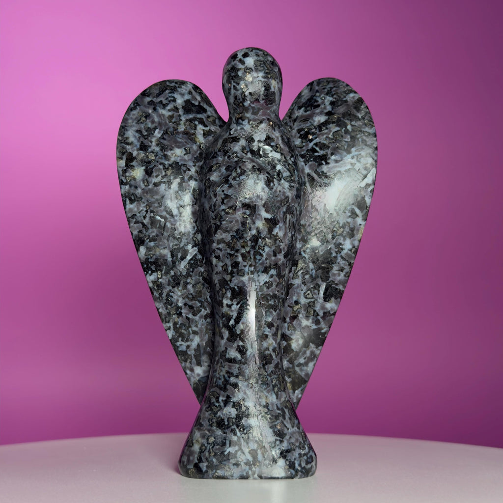 Indigo Gabbro Angel – Large 7 Inch Crystal Carving
