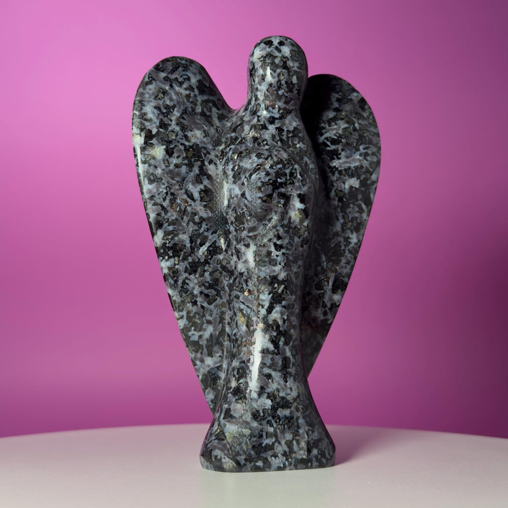 Indigo Gabbro Angel – Large 7 Inch Crystal Carving