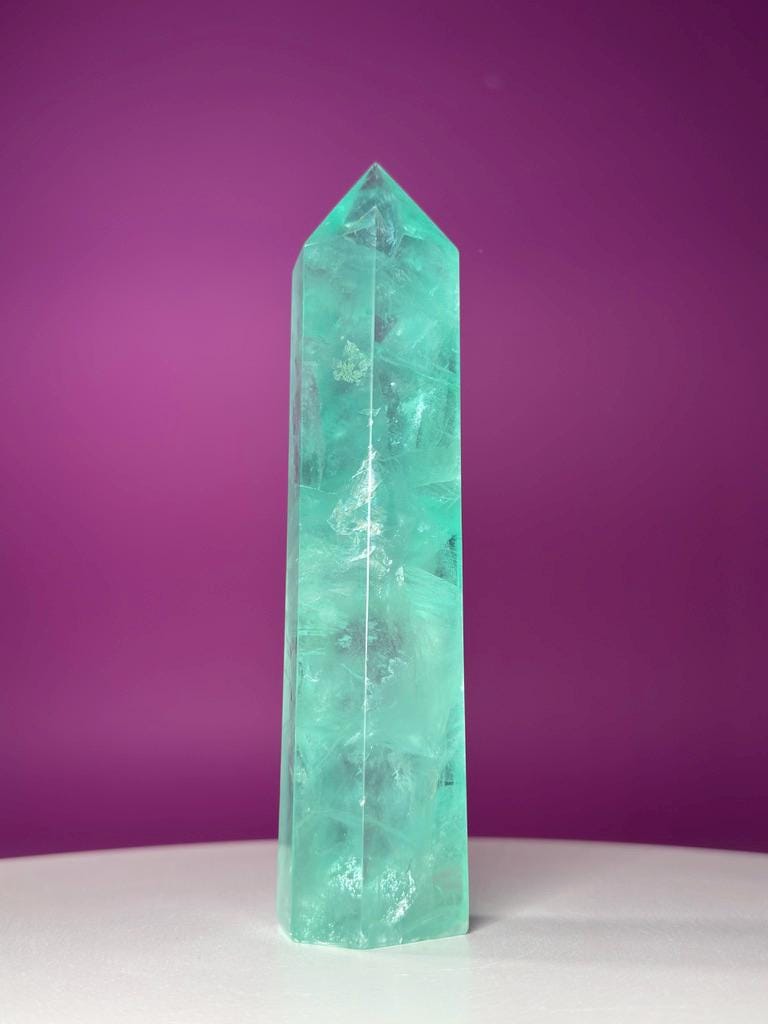 Green Fluorite Tower Large Crystal Point Display Piece