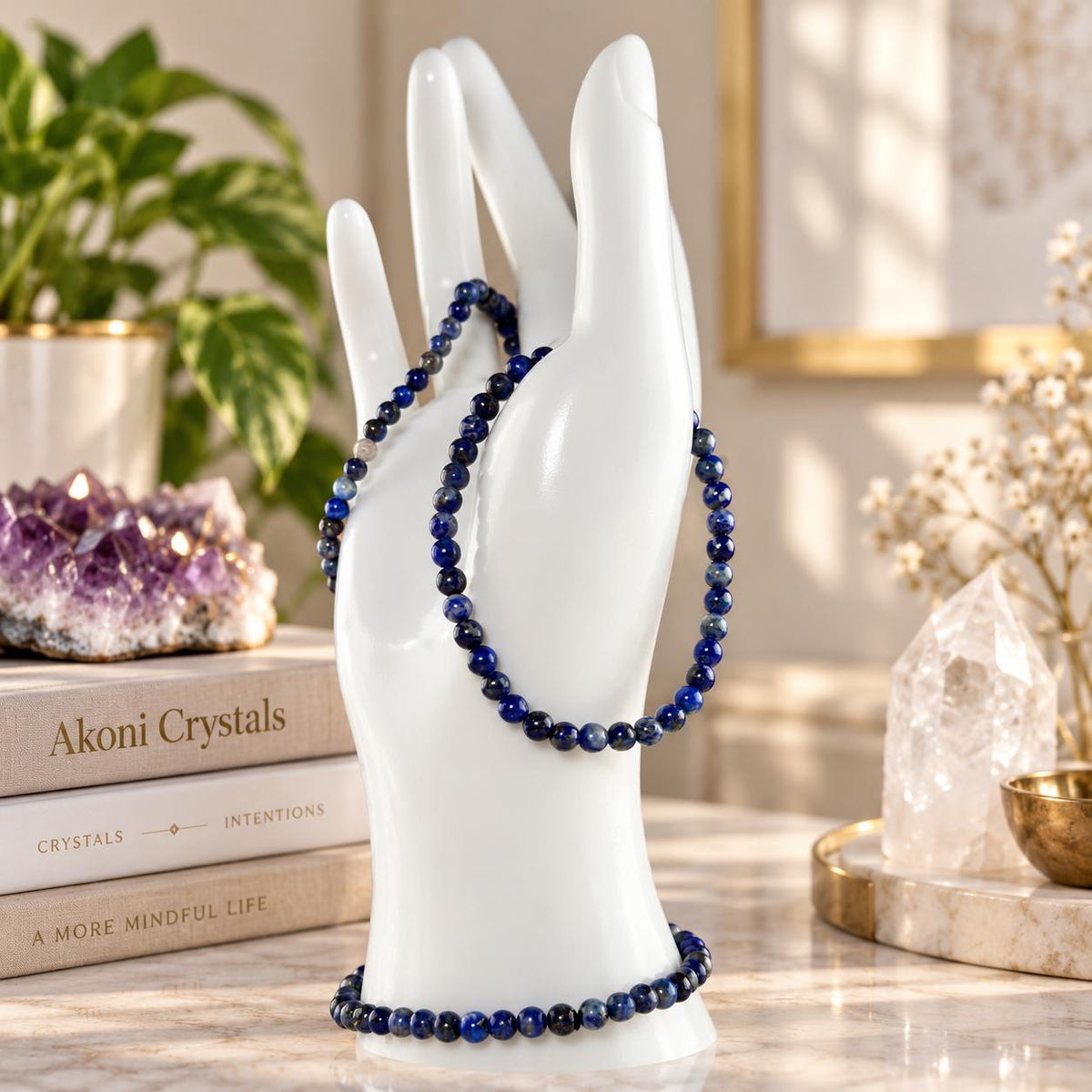 Lapis Lazuli 4mm Beaded Bracelet – 6.5 Inch
