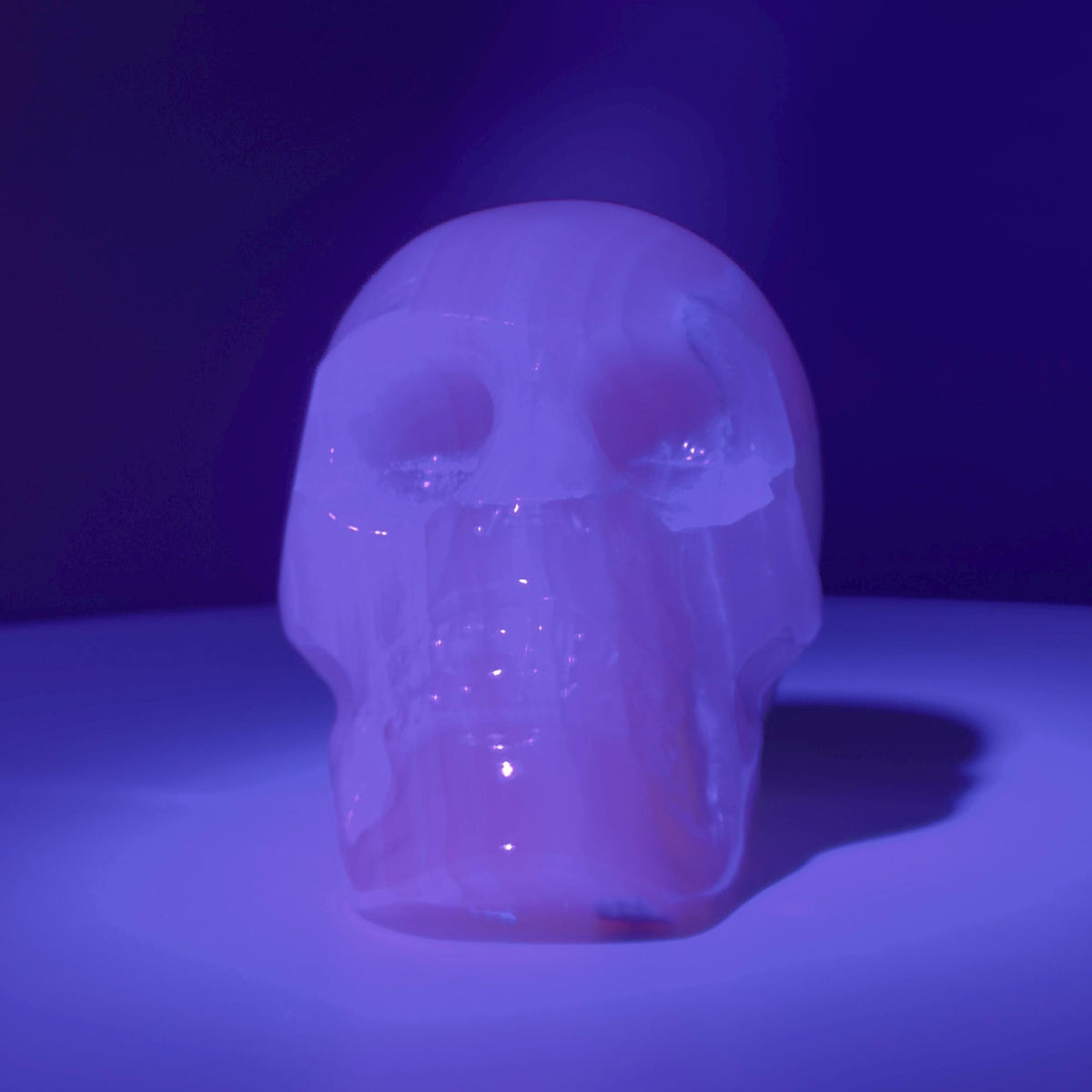 Green Onyx Skull Carving UV Reactive Crystal Decor