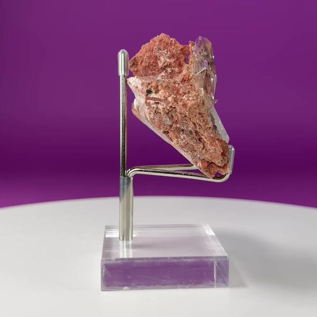Selenite on Matrix (Bermejillo, Durango, Mexico) (Includes Silver Metal/Acrylic Stand)