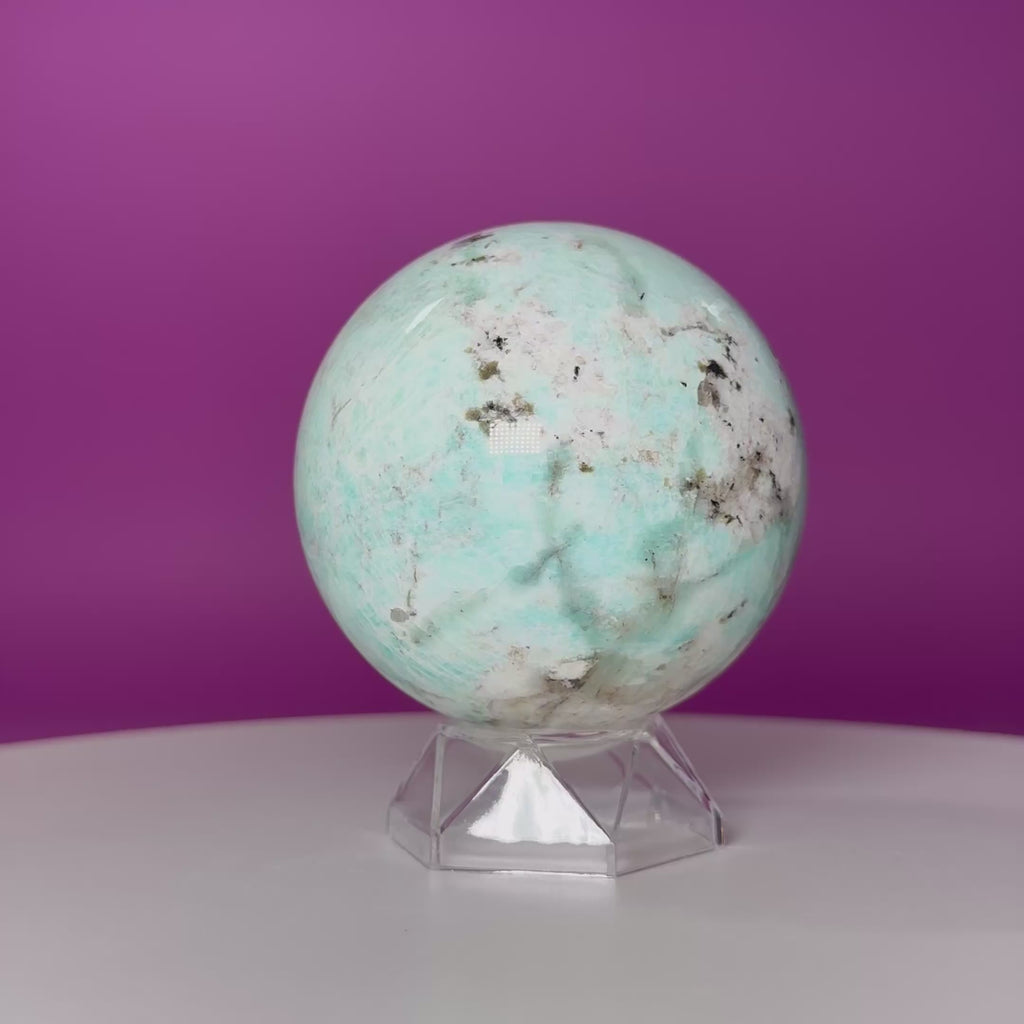 Amazonite Sphere with Acrylic Stand | Large Collector Crystal Display