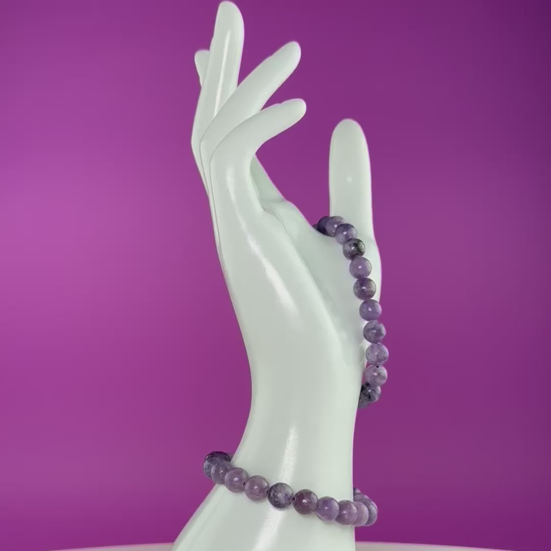 Lepidolite Bracelet 8mm | Natural Purple Crystal Bracelet | 6.5 Inch Wrist