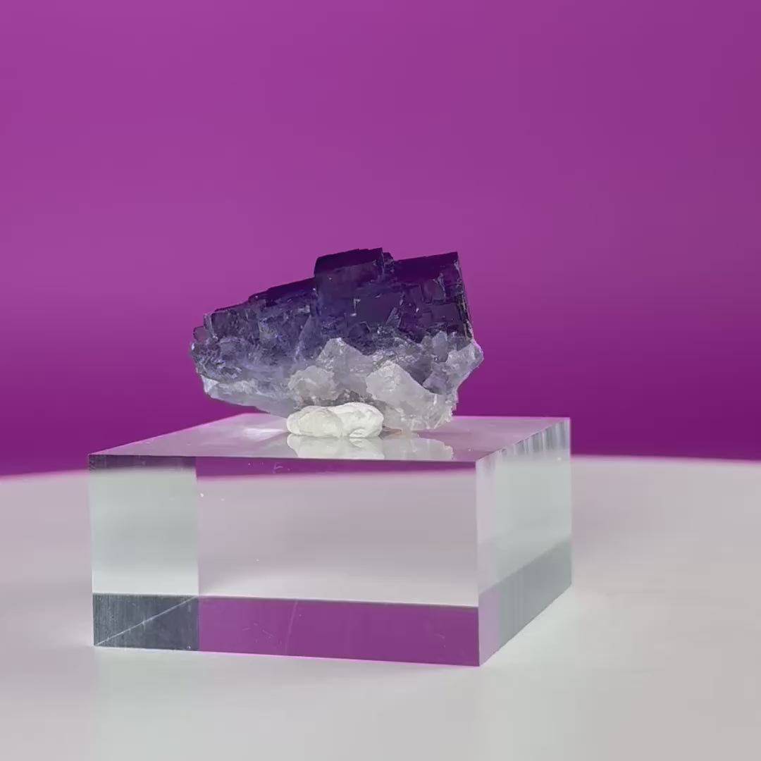 Purple Cubic Fluorite Specimen – Zhejiang China with Display