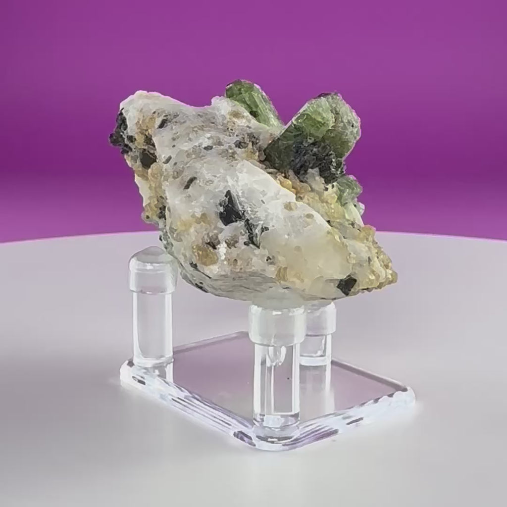 Green Diopside Crystal Specimen with Acrylic Display Stand