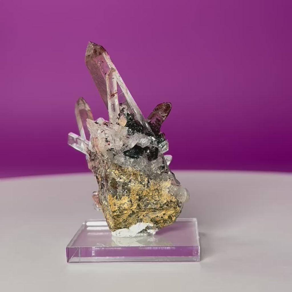 Specularite Quartz Specimen from Guangzhou China with Display