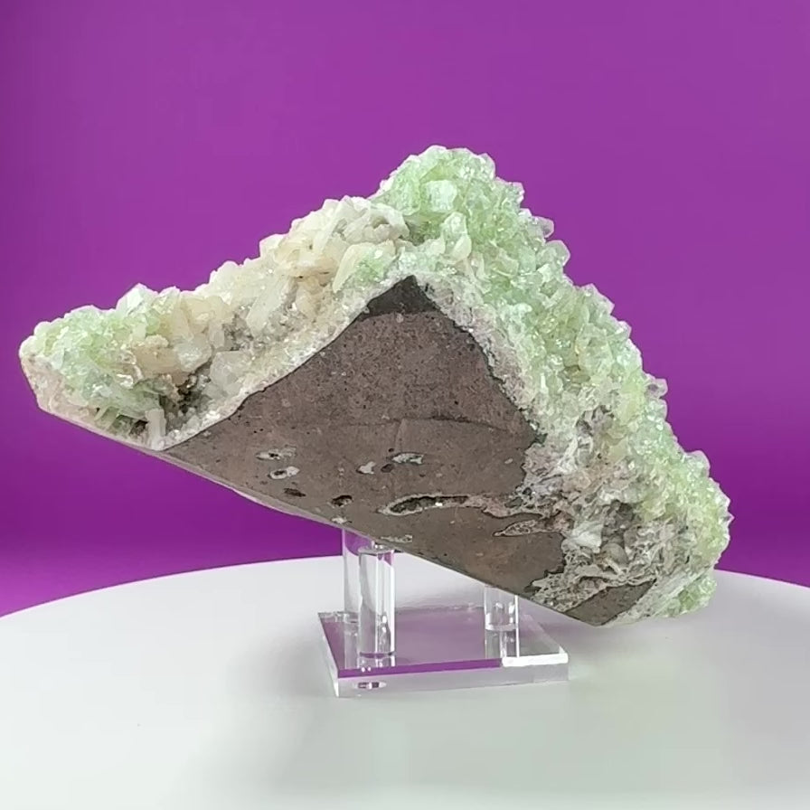 Large Zeolite Apophyllite Statement Cluster with Stand, 8+ Pounds