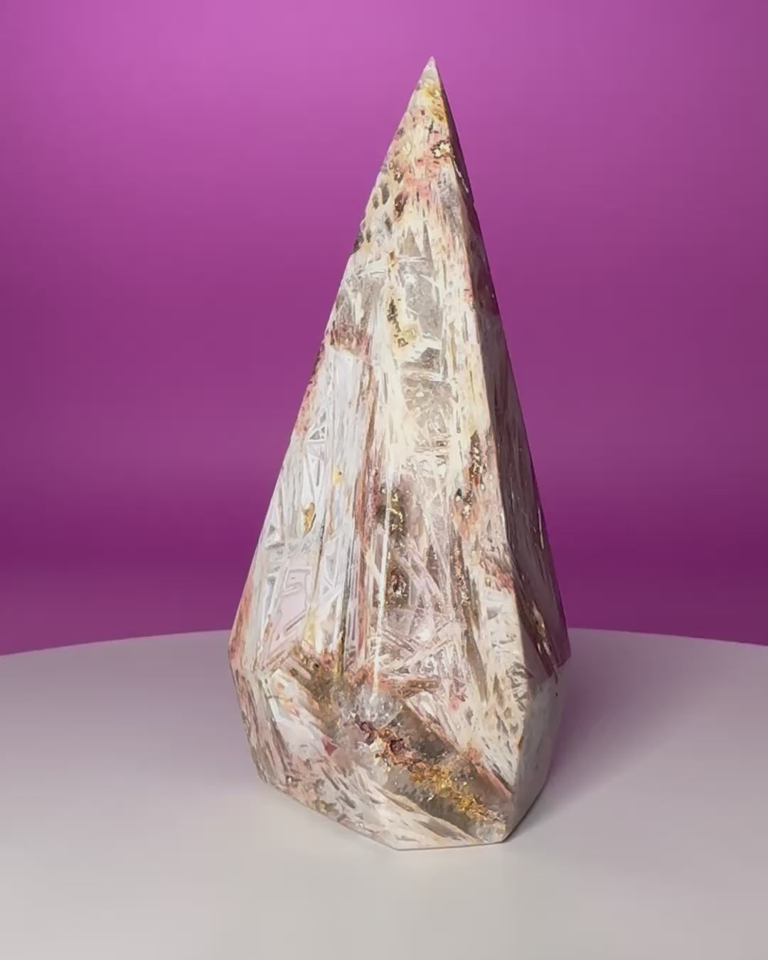 Brazilian Sagenite Agate Diamond Flame – 408g Crystal Carving
