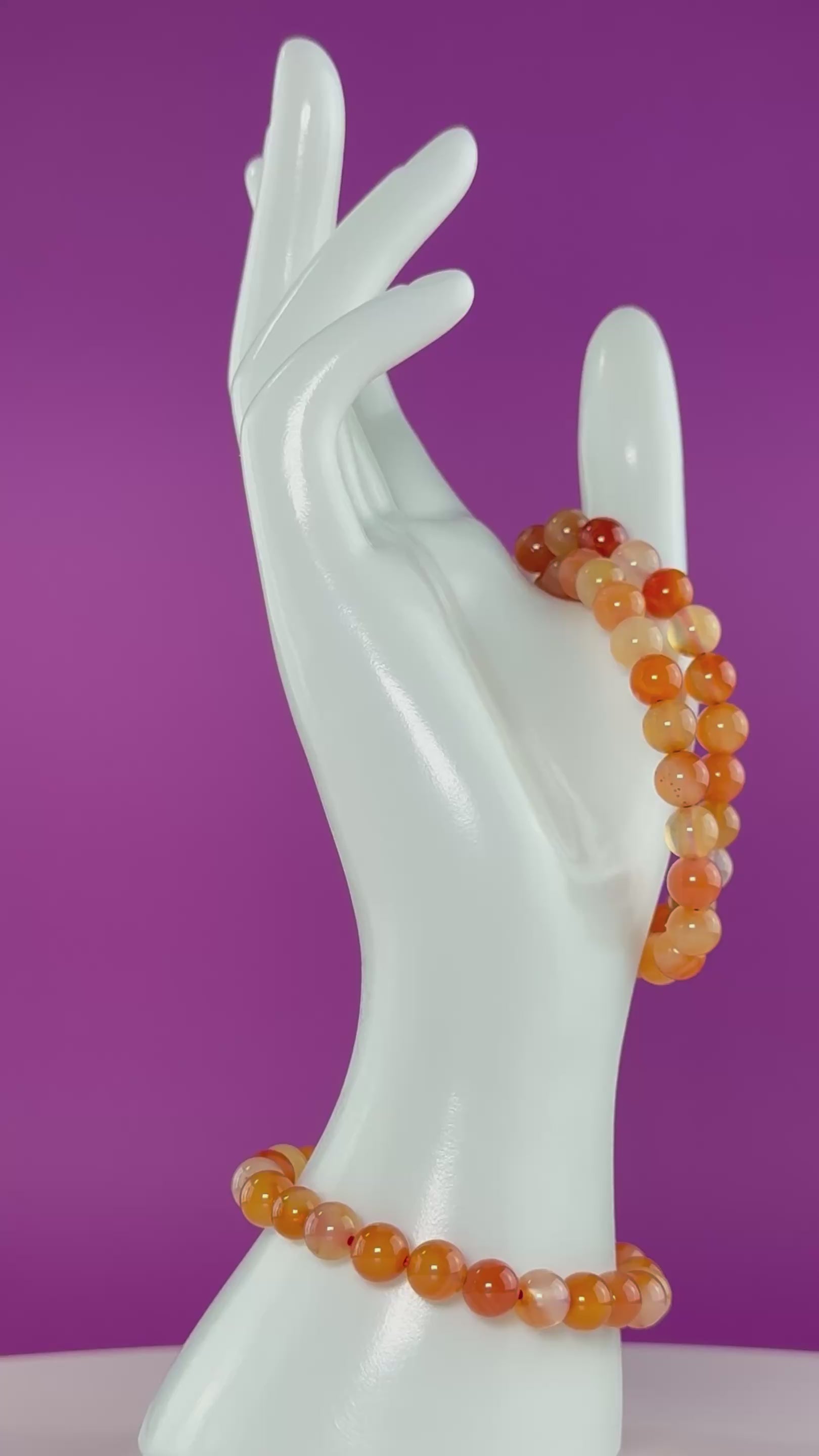 Carnelian Beaded Bracelet – 8mm Crystal Stretch Bracelet for Energy & Confidence