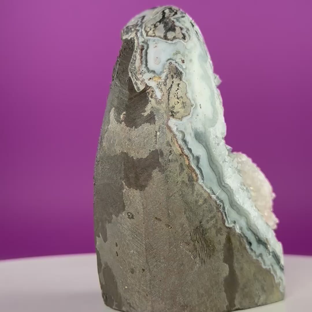 White Amethyst Druzy with Red Calcite from Uruguay – 837g Statement Crystal Specimen