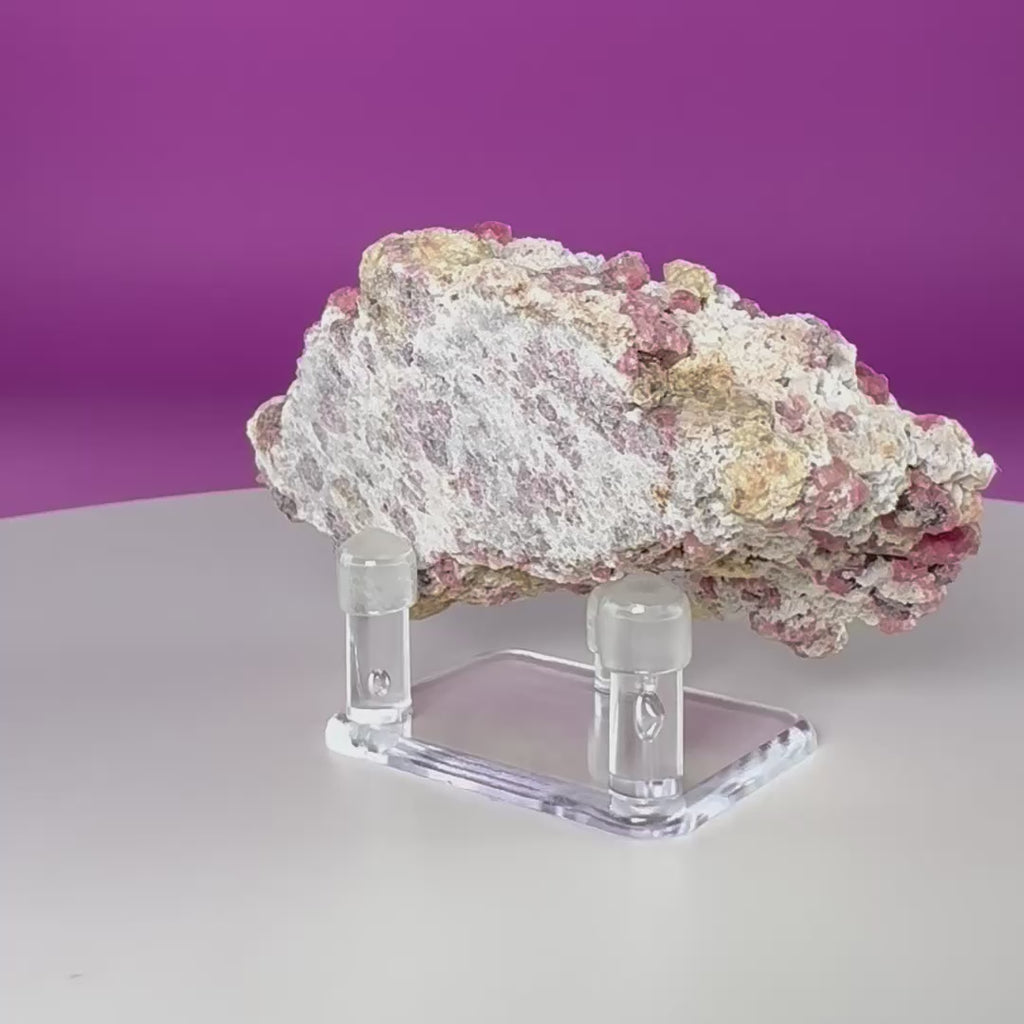 Pink Garnet Specimen from Mexico with Display Stand