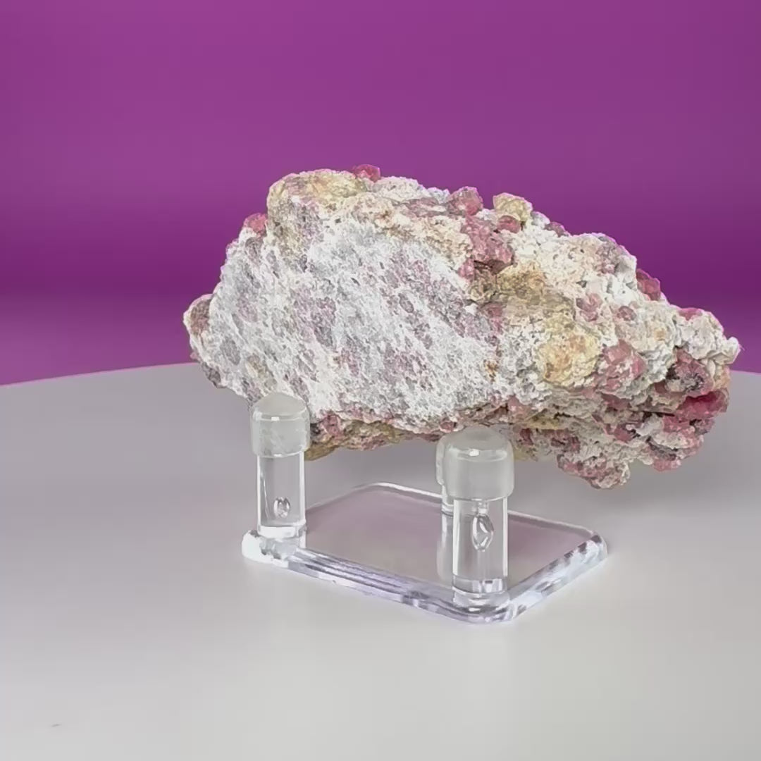 Pink Garnet Specimen from Mexico with Display Stand