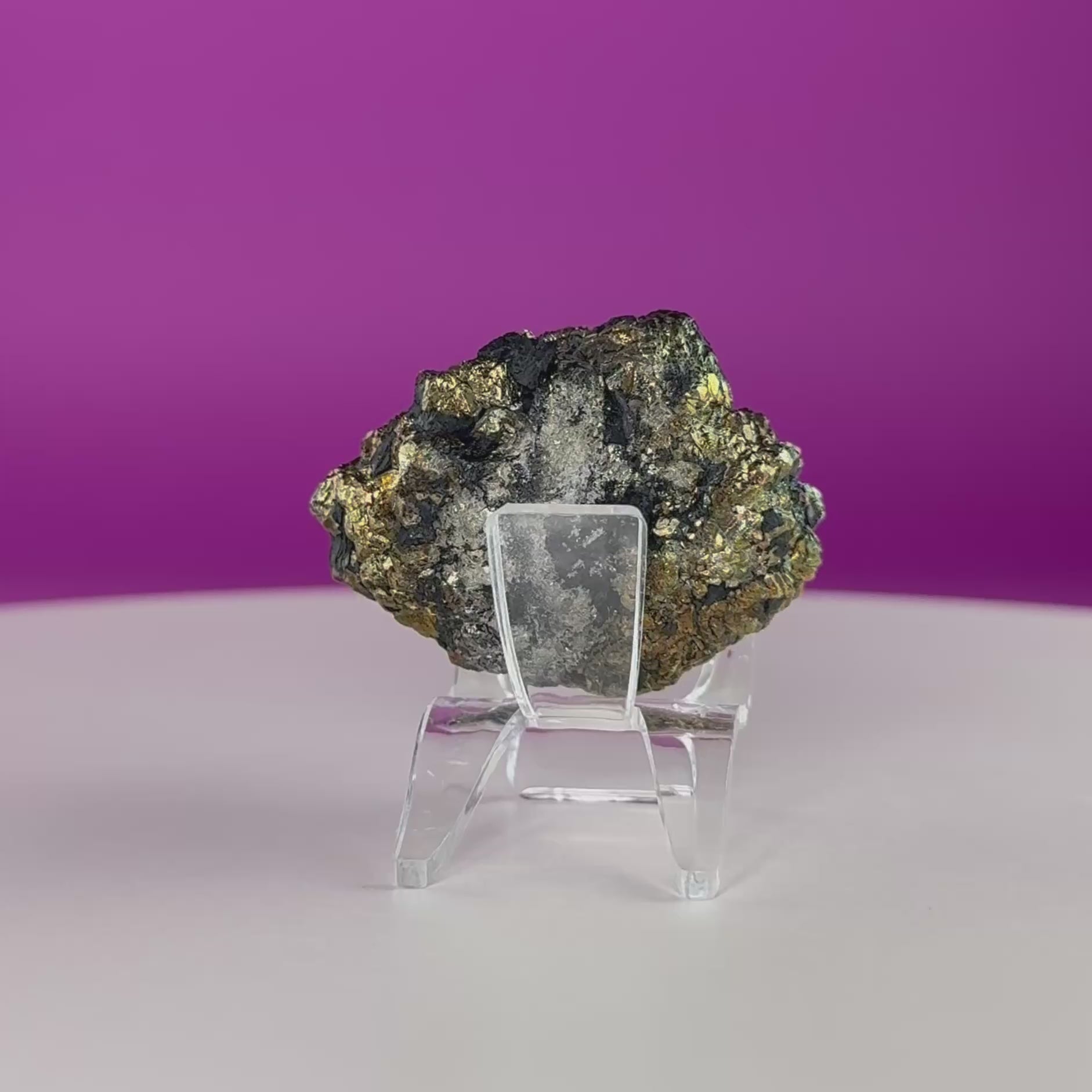 Iridescent Pyrite Specimen – 117g Abundance & Prosperity Crystal from Pakistan (With Stand)