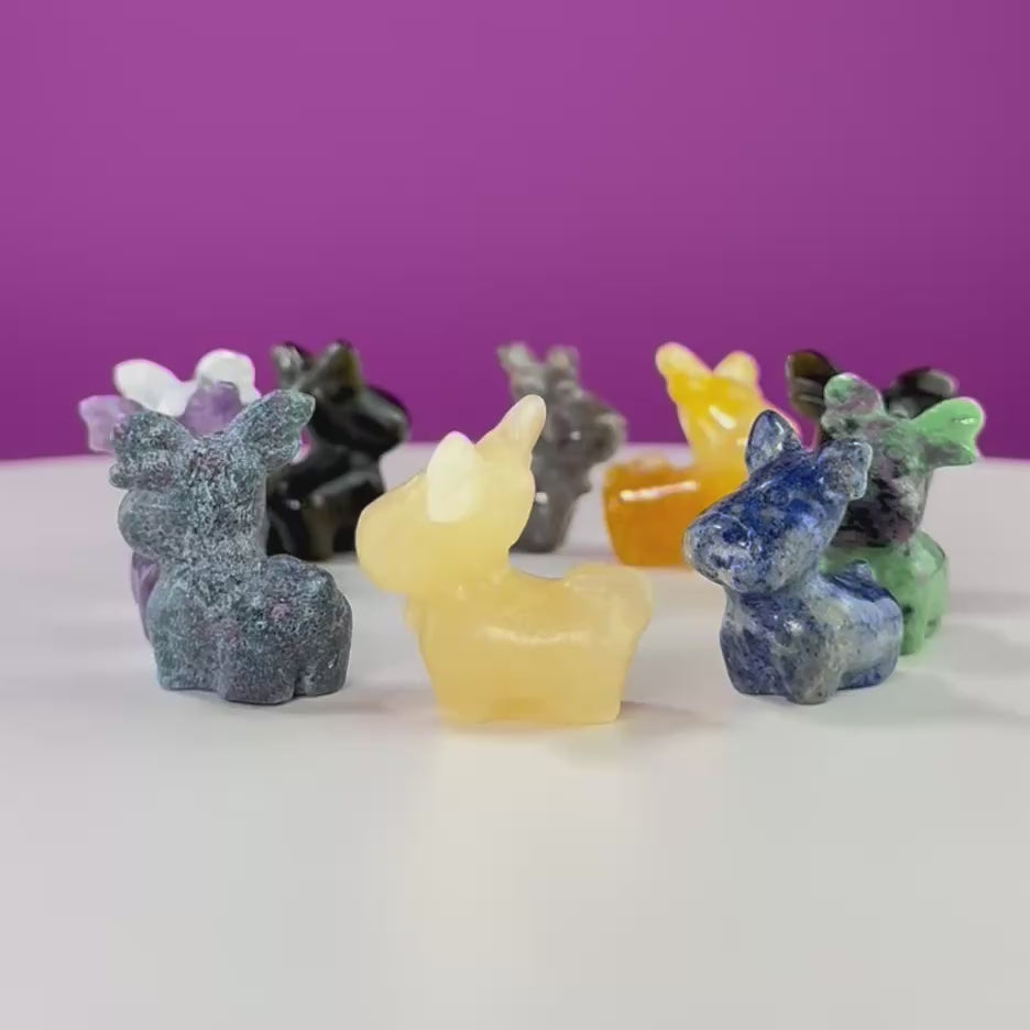 Mini Crystal Reindeer Carving – Choice of Stone