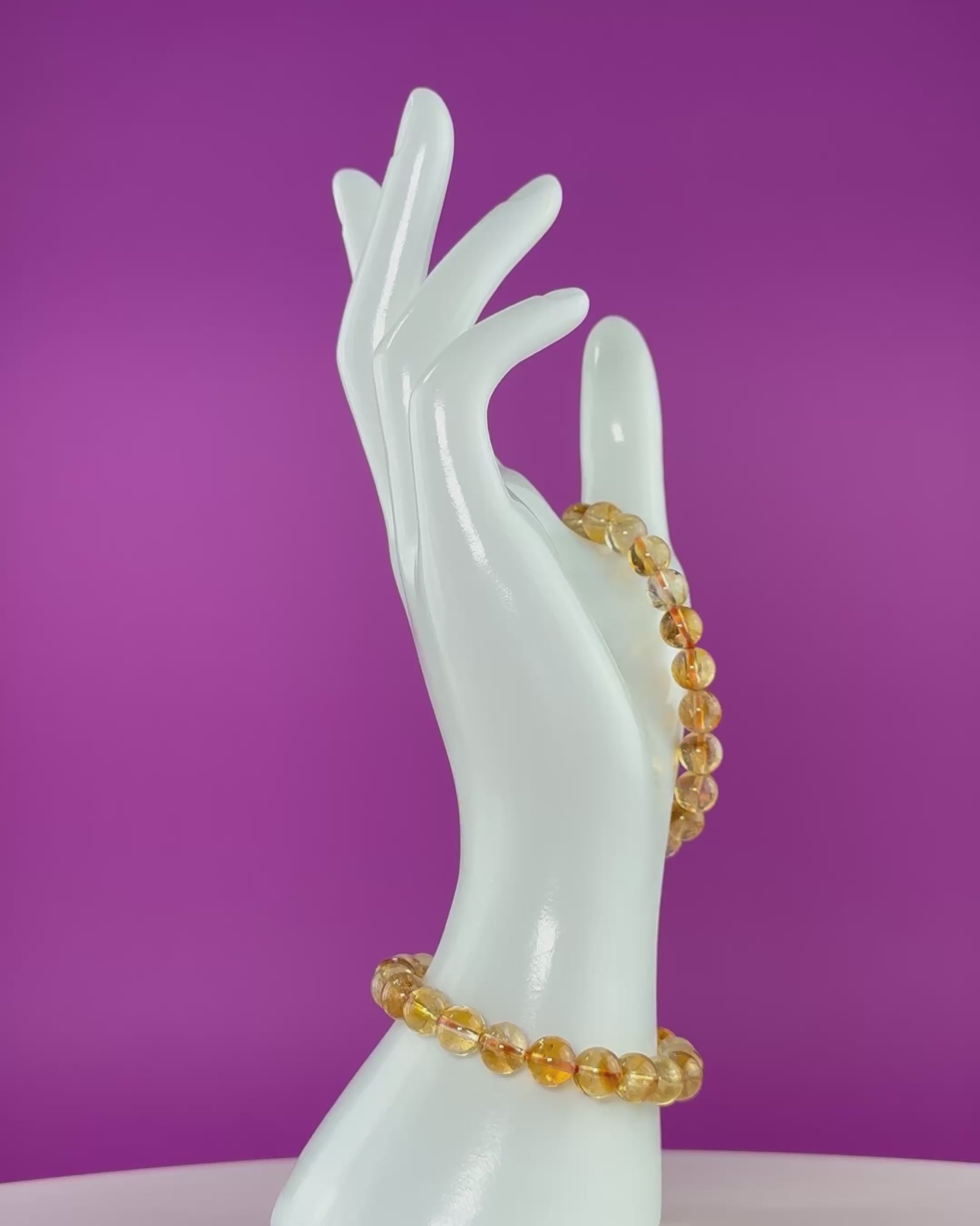 Citrine Crystal Bracelet 8mm Beads Abundance Prosperity Energy Jewelry