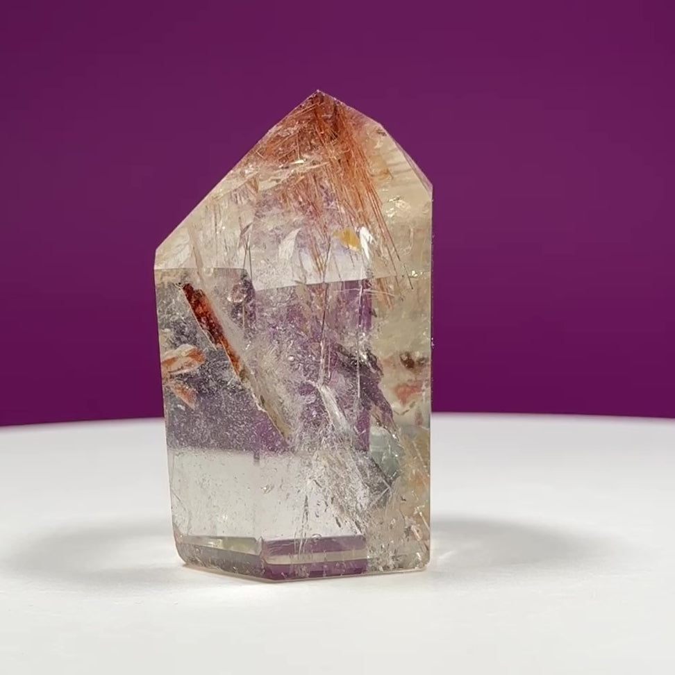 Red Rutile Quartz Point from Brazil with Natural Inclusions