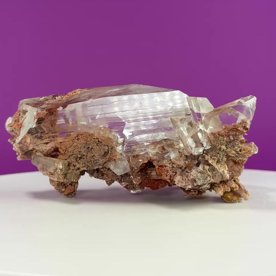 Collector Selenite on Matrix – 661g | Bermejillo Mexico Rare Crystal Specimen with Stand