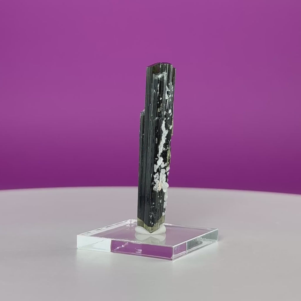 Stak Nala Tourmaline in Matrix Specimen – Pakistan Collector Crystal with Display Base