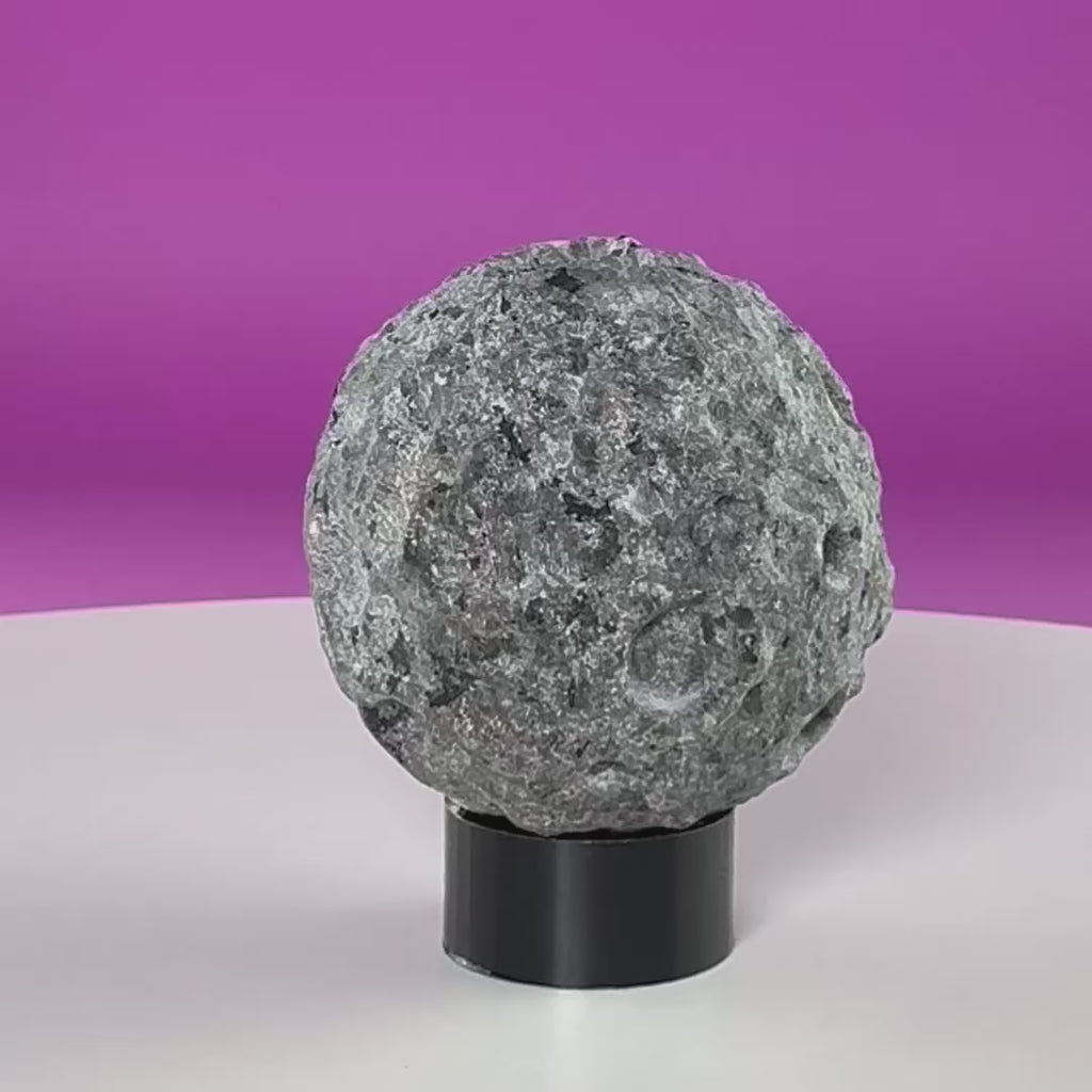 UV Reactive Yooperlite Moon Sphere with Stand