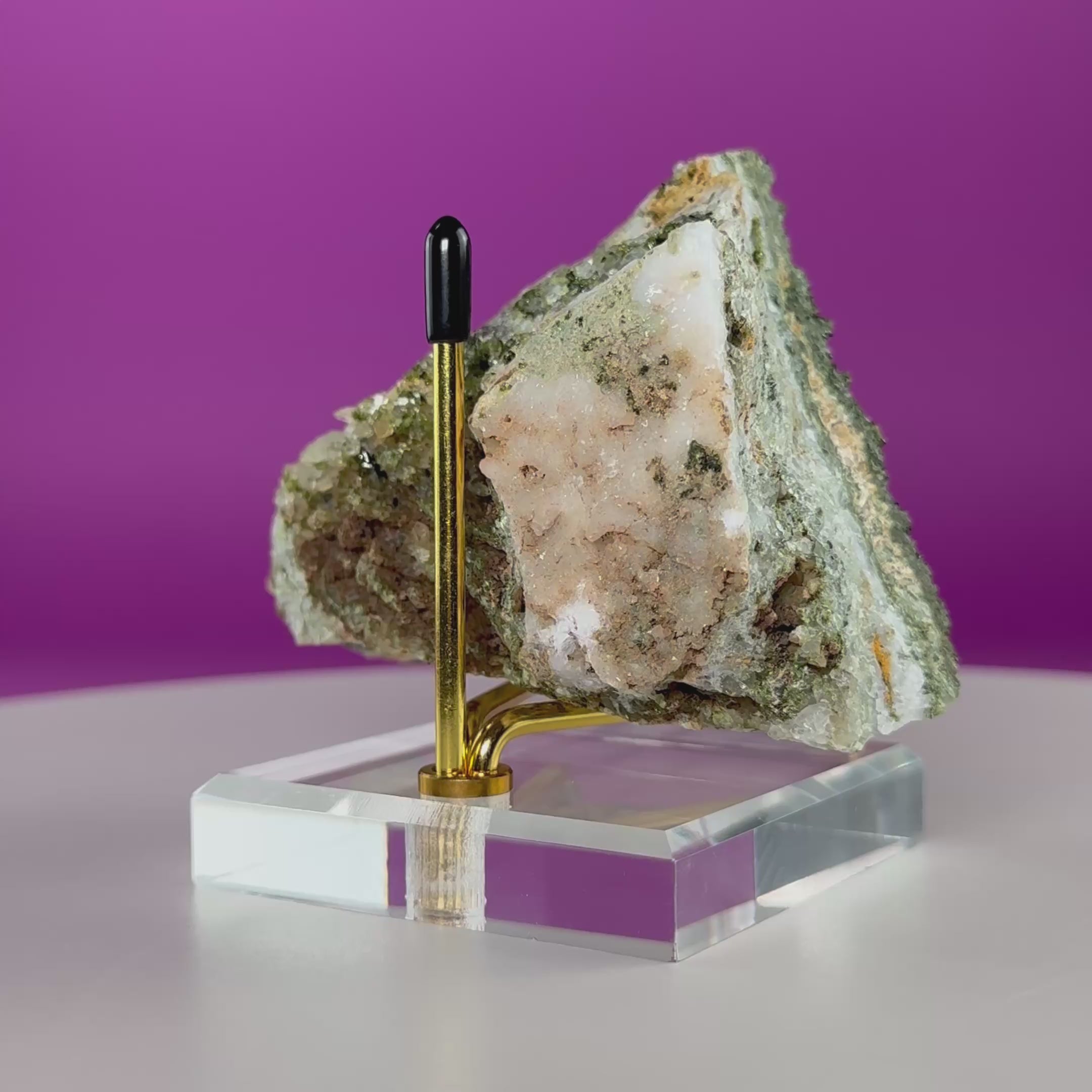 Epidote on Quartz Specimen from Turkey – Natural Crystal Mineral Display 250g