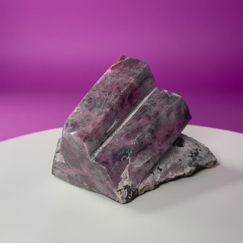 Rhodonite with Double Beryl Crystal Specimen | Brazil Collector Display