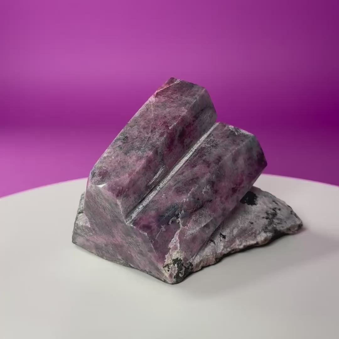 Rhodonite with Double Beryl Crystal Specimen | Brazil Collector Display