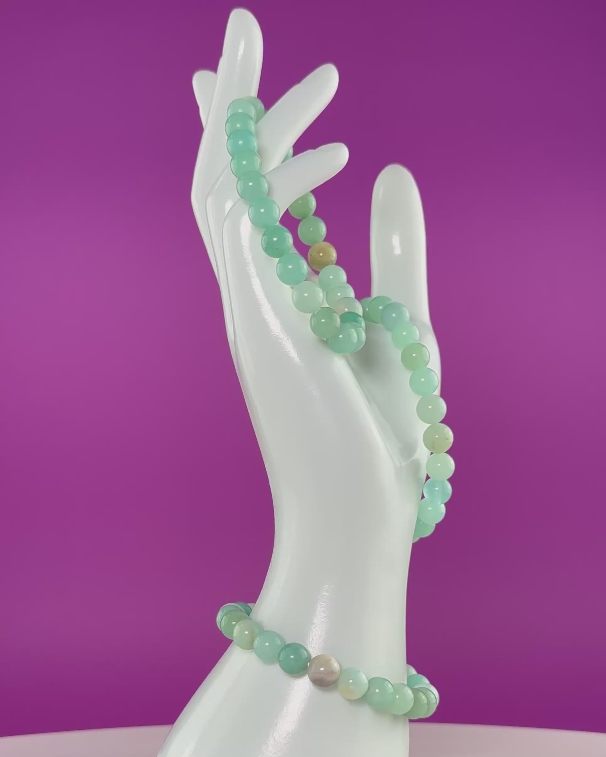 Caribbean Calcite Crystal Bracelet – 8mm Blue Green Beads