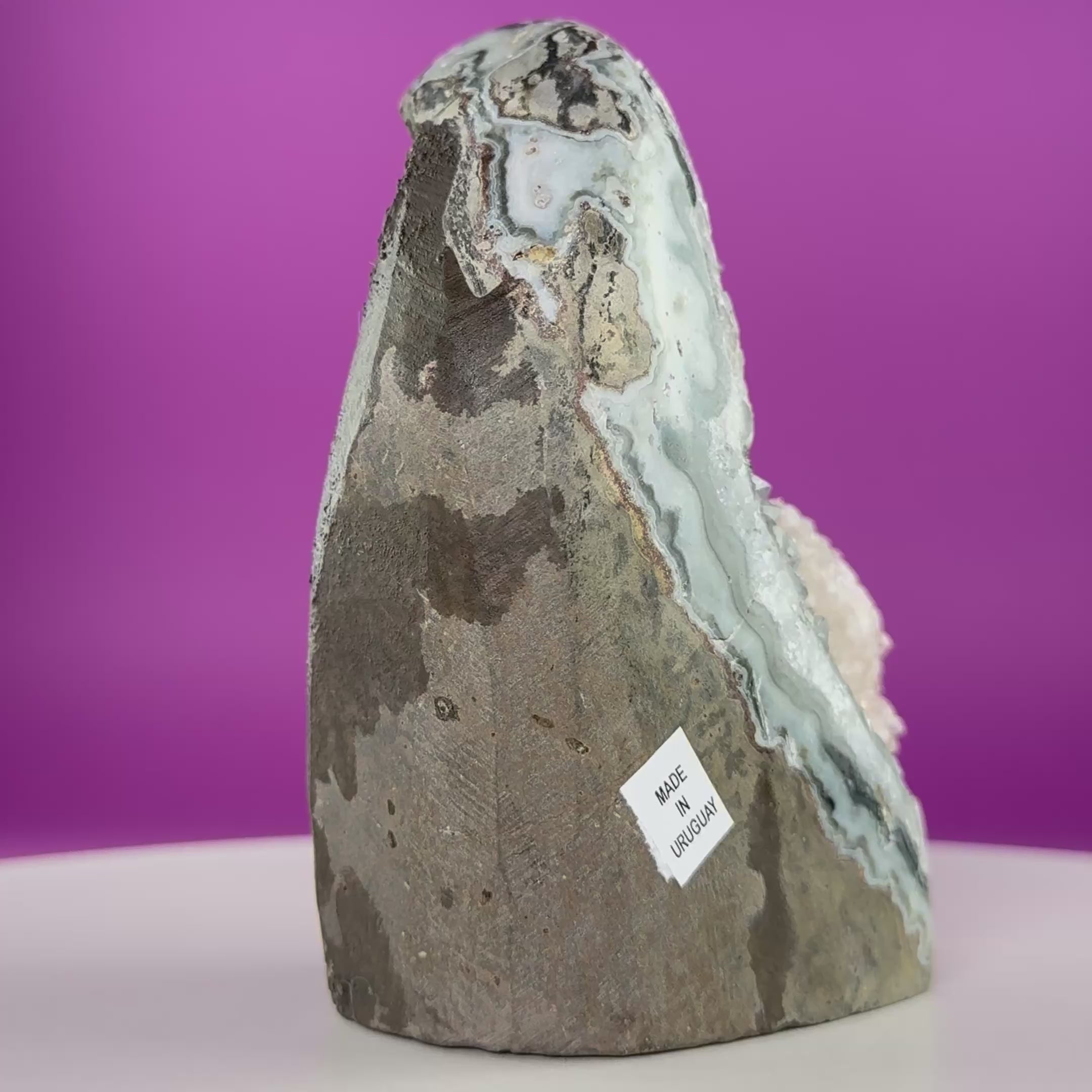 White Amethyst Druzy with Red Calcite from Uruguay – 837g Statement Crystal Specimen