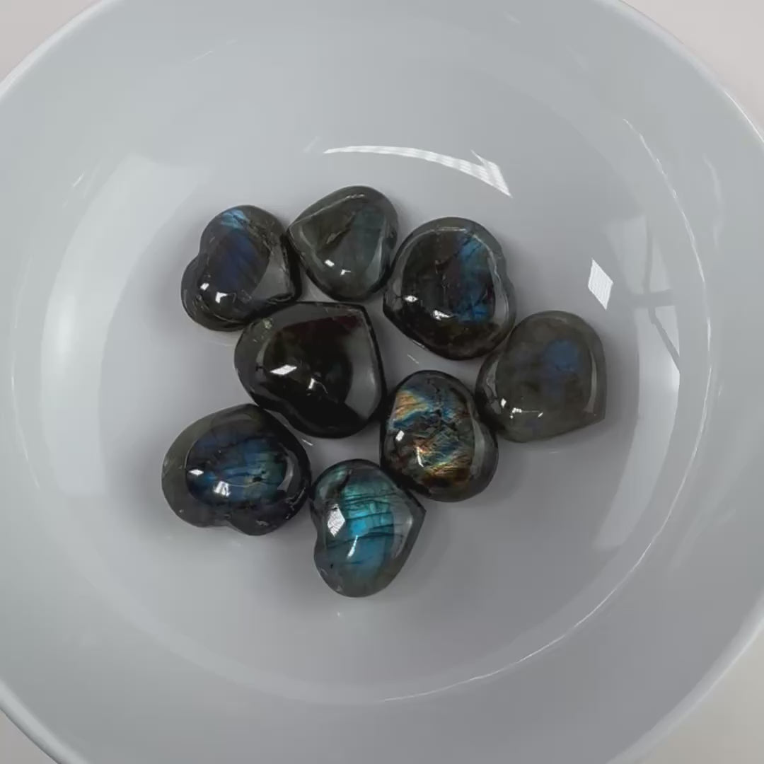 Mini Labradorite Heart Carving, Flashy Labradorite