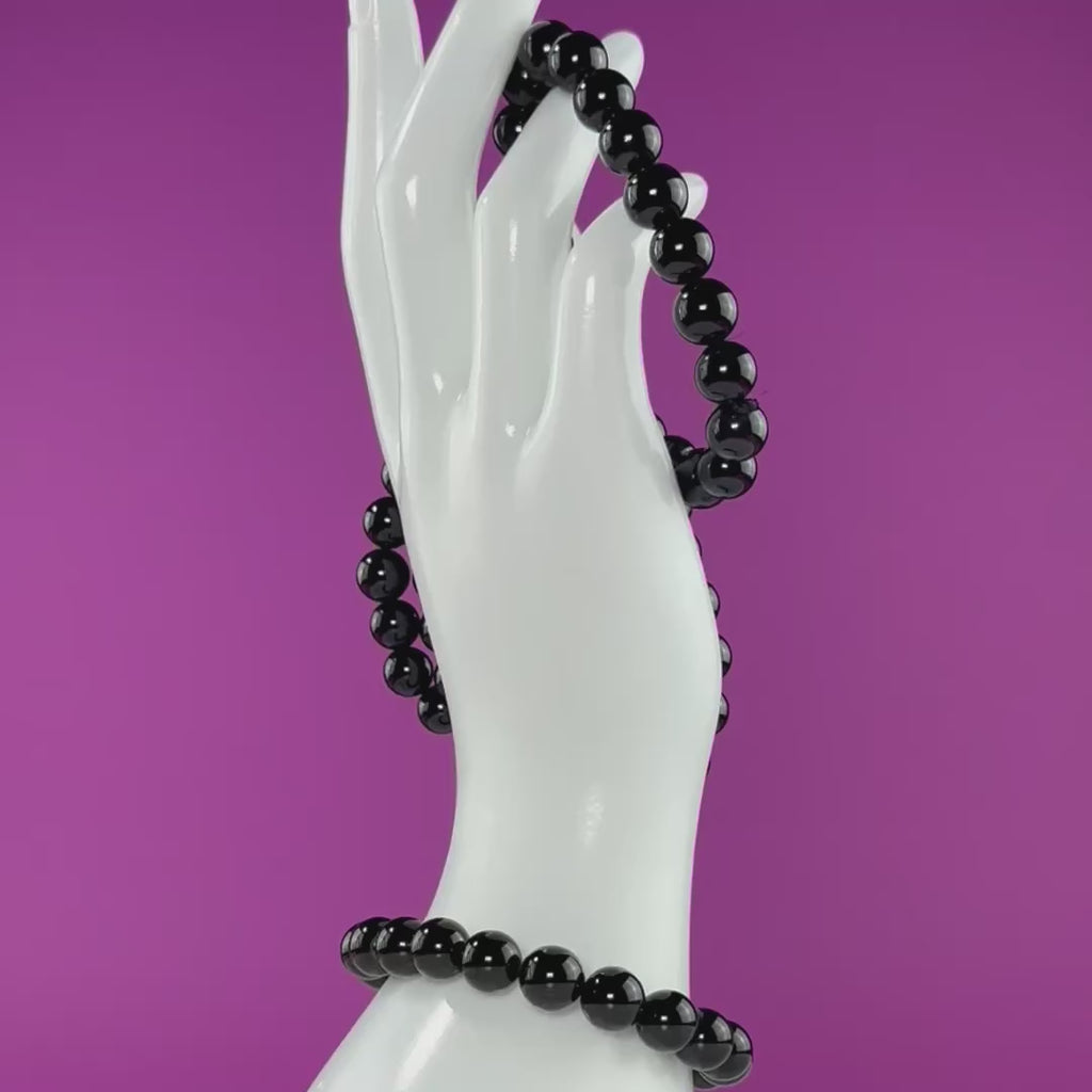 Black Obsidian Bracelet 10mm Beads – Protection & Grounding Crystal Jewelry