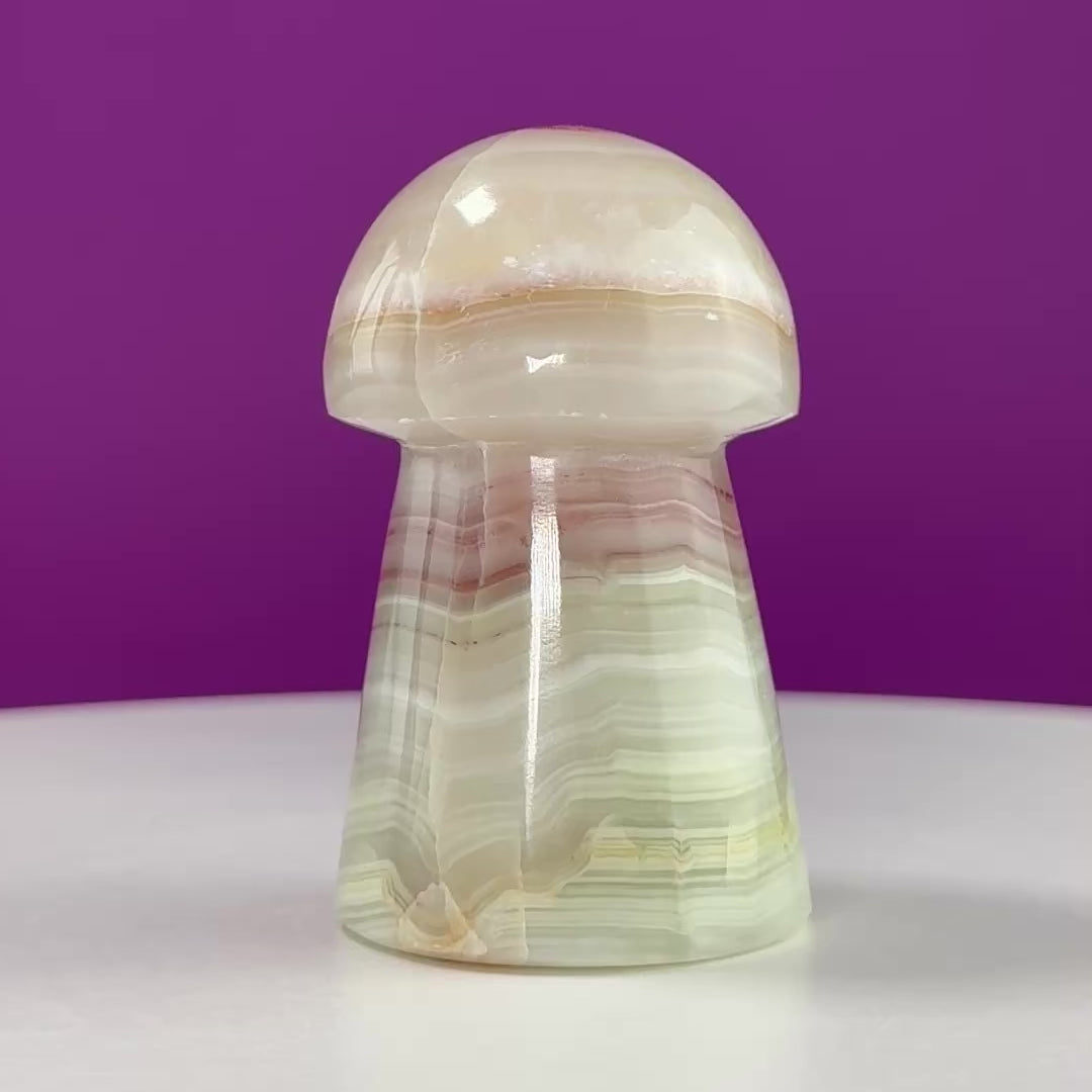 Banded Calcite Aragonite Mushroom Carving – 216g