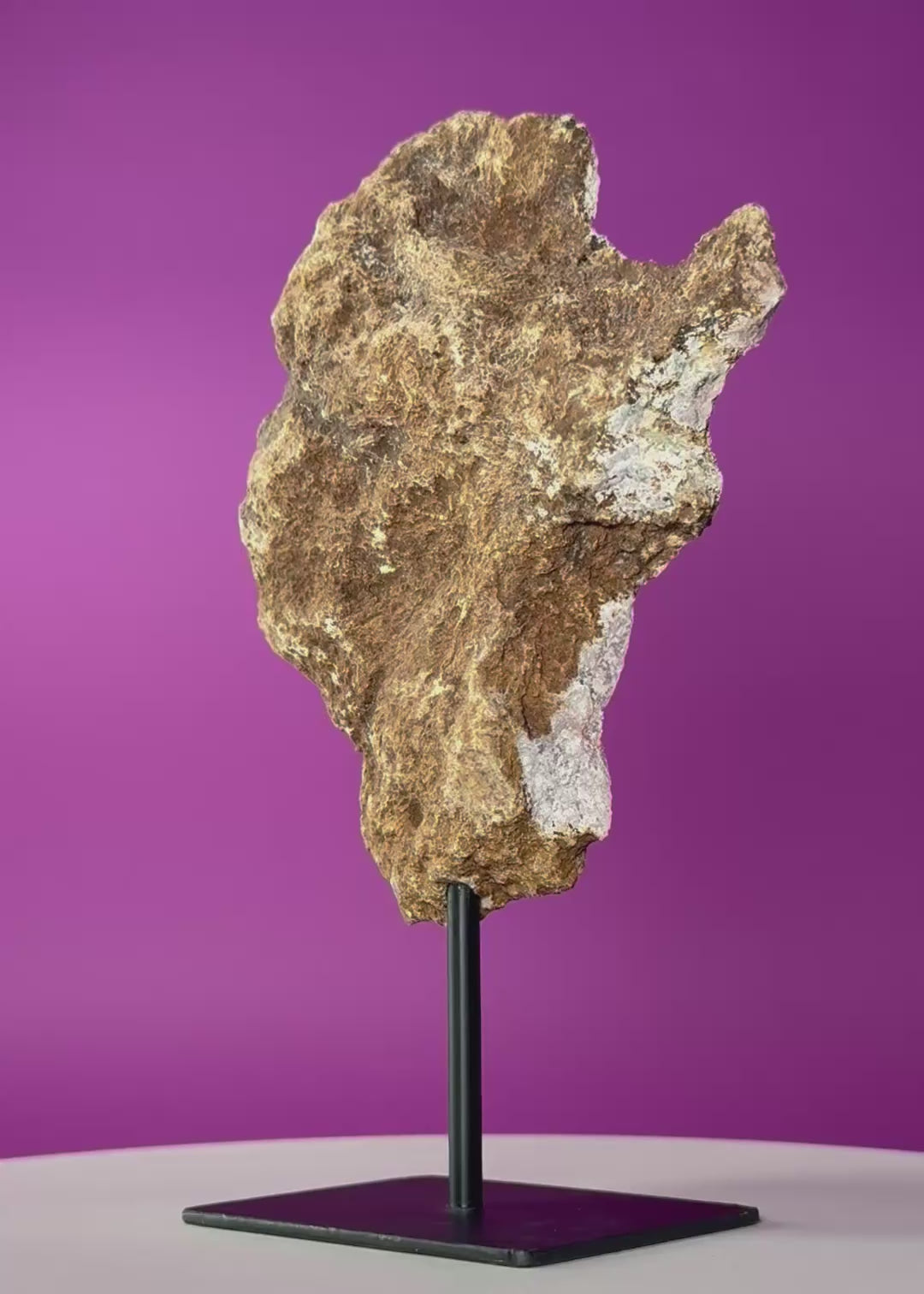 Pink Amethyst Slice on Black Metal Stand – Polished Crystal from Brazil