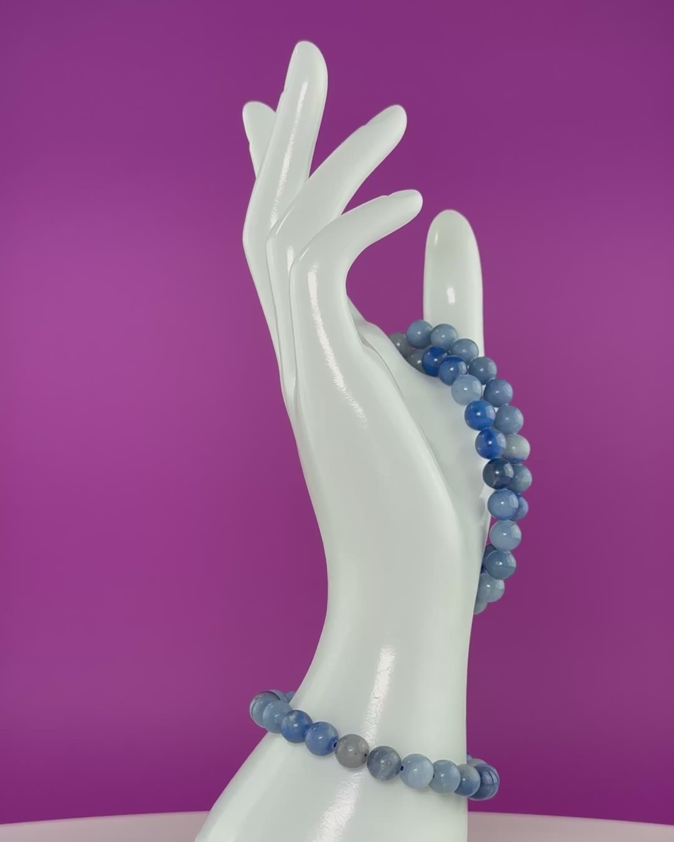 Blue Quartz Crystal Bracelet – 8mm Natural Stone Beads