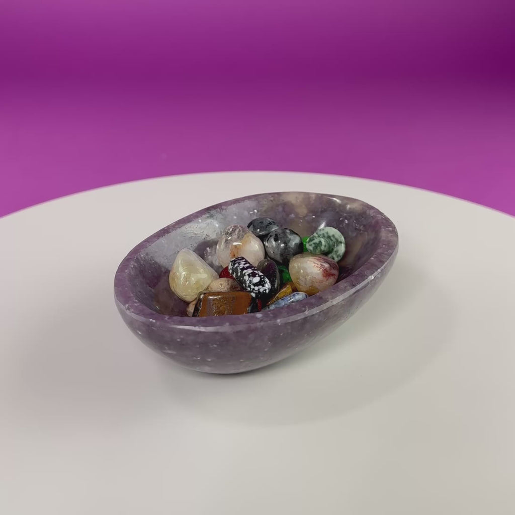 Lepidolite Bowl 351g – Madagascar Purple Crystal Dish