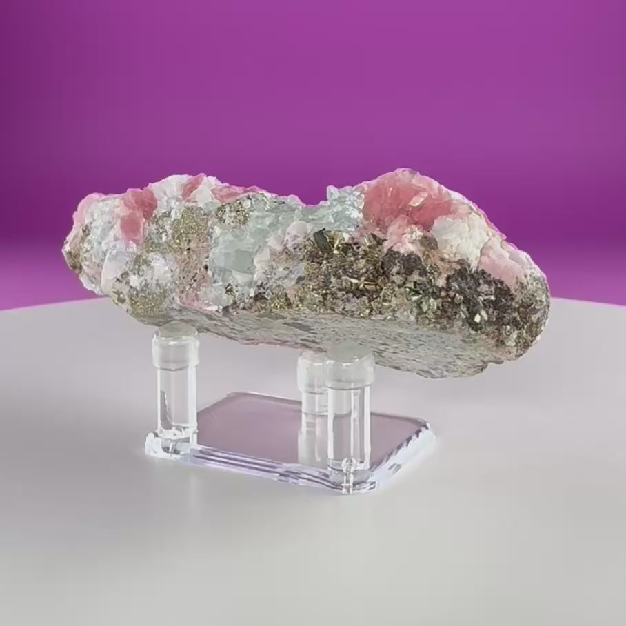Rhodochrosite with Pyrite Specimen – Wutong Mine, China